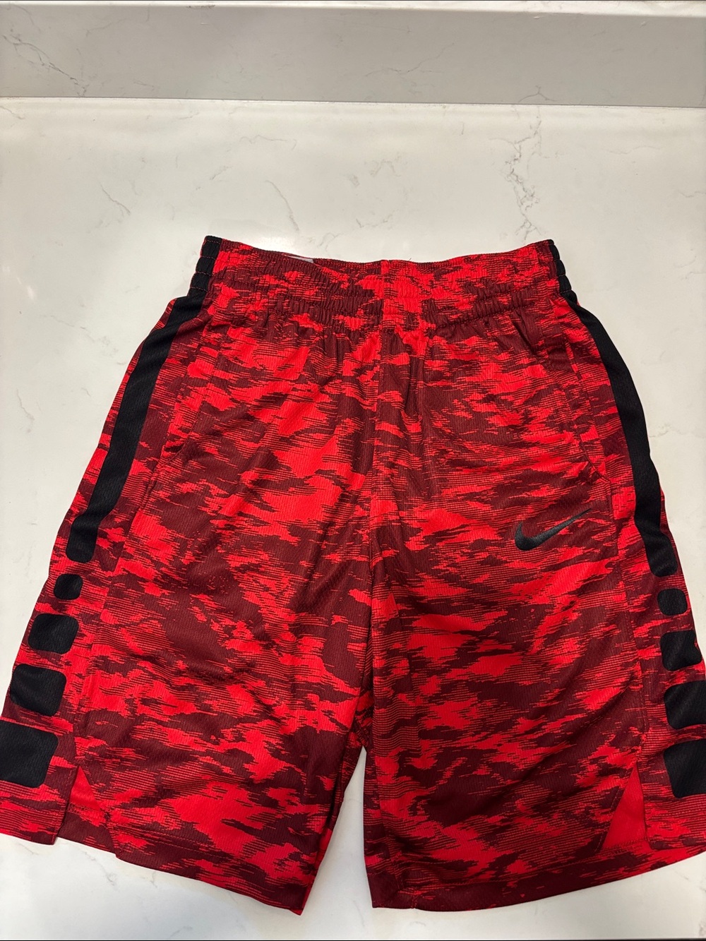 Nike Red Camo Athletic Shorts with Black Accents